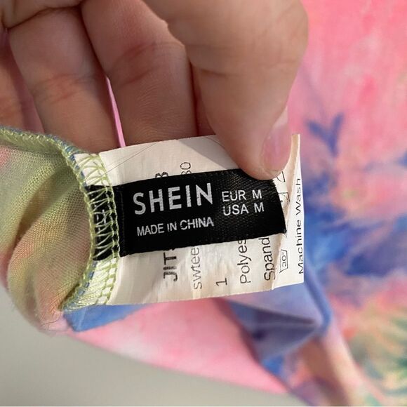𝅺SHEIN Bright Tie-Dye Cropped Top • size M Medium - Picture 3 of 4